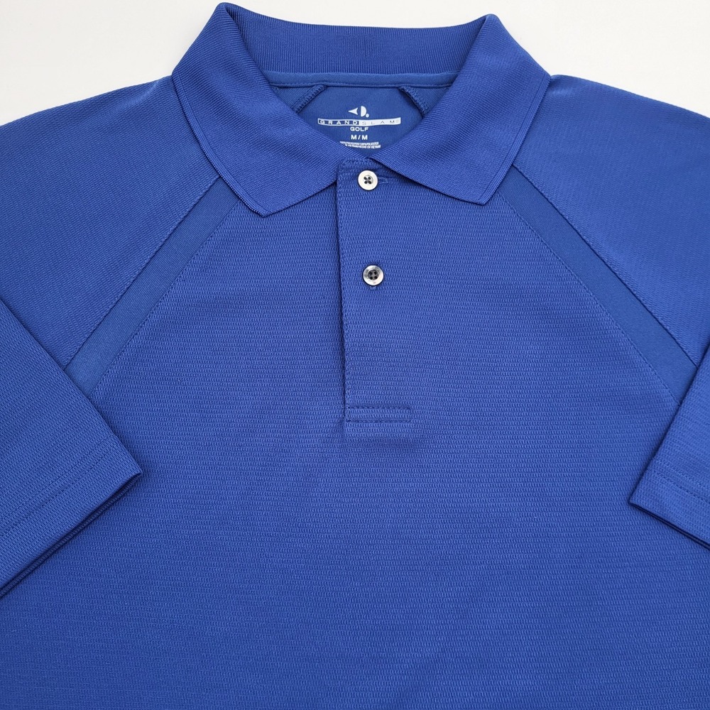 Grand Slam Polo Shirt Men's Medium Blue Short Sleeve Golfing Casual